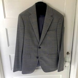 Grey and blue striped blazer.